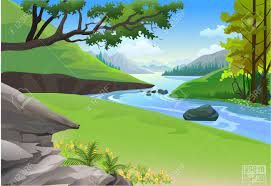 Father, mother, kid swimming in water. Riverside Hills And Rock Nature Landscape Royalty Free Cliparts Vectors And Stock Illustration Image 41700738