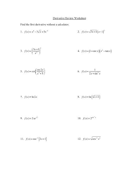 (warmup.) find the slope of the tangent line at the point (2, 4) on the curve y = x2. Derivative Review Worksheet