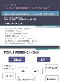 It does not require the student to work outside the familiar''. Kemahiran Berfikir Aras Tinggi Kbat