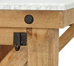Crafted in france, this table stands on four scrolled legs over an intricate st. Hamilton Reclaimed Wood Marble Top Kitchen Island Pottery Barn