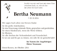 Traueranzeigen von Bertha Neumann