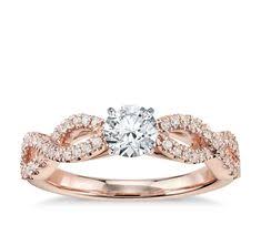 Infinity Twist Micropava C Diamond Engagement Ring 14k Rose Gold Rose Gold Diamond Ring Engagement Rose Gold Engagement Ring Wedding Rings Engagement