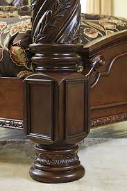 All leather upholstery in north shore leather, featuring the luxurious look and feel of top quality leather, offered with some protection. North Shore King Poster Bed With Canopy Ashley Furniture Homestore