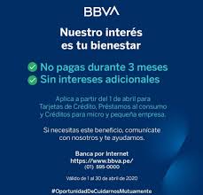 Conocé nuestras líneas de financiación. Bbva En Peru On Twitter Estimado Cliente Los Creditos Hipotecarios Forman Parte Del Proceso De Reprogramacion Regular La Modalidad Sin Intereses Adicionales Aplica A Los Prestamos De Consumo Vehiculares Tarjetas Y Micro