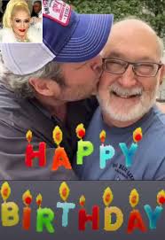Blake Shelton Kisses Gwen Stefani's Dad's Cheek to Celebrate Birthday