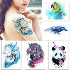 5 out of 5 stars. Amazon Com 5 Sheets Watercolor Animal Temporary Tattoo Stikcer For Women Men Body Art Beauty Personal Care