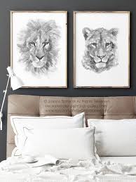 Black And White Lion And Lioness Pictures Lion Lioness Illustration Black White Drawing Minimalist Animal Art Print Wild Animals Nursery Kids Room Decor Bedroom Poster Set 2 Him Her Bedroom Posters Living Room Prints Animal Nursery