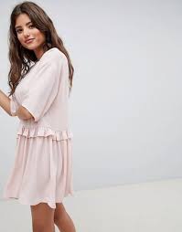 Asos Design Mini Smock Dress With Frill Waist Asos Smock Dress Dresses Asos Designs