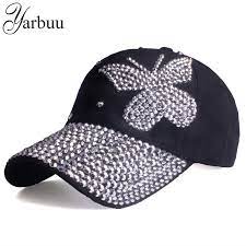 Yarbuu Beauty Caps New Design Popular Women Rhinestone Denim Baseball Cap Fashion Brand Woman Jean Denim Baseball Cap Baseball Caps Fashion Rhinestone Designs