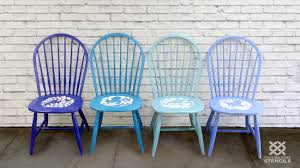 stencil ombre painted kitchen chairs