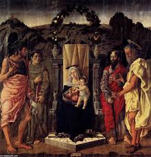 Madonna and Child with Saints (2) Thronende, wald von Marco Zoppo ...