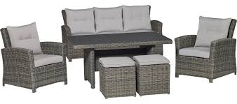 Lounge Set Mit Esstisch Vermont 6 Teilig Aus Polyrattan Wave Cliff Kaufen Bei Obi Terrassenmobel Aussenmobel Lounge Mobel