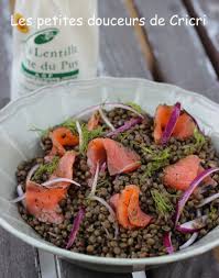 Les Petites Douceurs De Cricri Recette Salade De Lentilles Vertes Du Puy Au Saumon Recette Salade Lentilles Salade De Lentilles Recette Salade