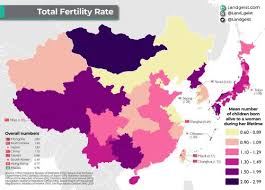 Total Fertility Rates in East Asia in 2021. It has... - Maps on the Web