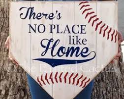 Wooden Sign Baseball No Place Like Home Home Plate Etsy In 2020 Baseball Decor Baseball Bedroom Softball Sign