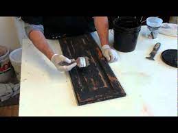 If you're painting the inside of the cabinets, start at the back and work toward the front. Faux Painting How To Create A Black Rustic Cabinet Finish Youtube