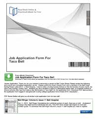 Although the official application is currently only available online, you can download the.pdf version below and. Fillable Online Job Application Form For Taco Bell Nocreadcom Fax Email Print Pdffiller