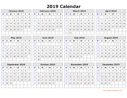 Monthly two page spread with holidays and dates already included! Free Download Printable Calendar 2019 In One Page Clean Design
