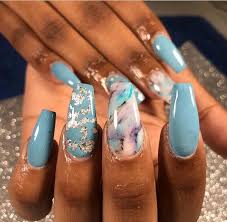 Acrylic Black And Teal Nails Pin By Timeeka Moore On Nail Art Pretty Acrylic Nails Almond Acrylic Nails Acrylic Nails Stiletto