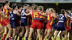 Here you will find mutiple links to access the fremantle match live at different qualities. Afl 2020 Gold Coast Suns Vs Fremantle Brawl Melee Fight Players Fined Umpires
