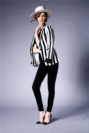 Black And White Striped Blazer Womens 
