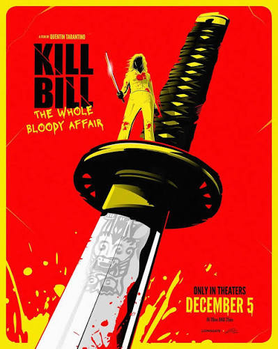 I saw Kill Bill: The Whole Bloody Affair tonight in glorious 70mm. This 4.5  hour cut is a significantly better story than the split versions and jumps  to near the top of