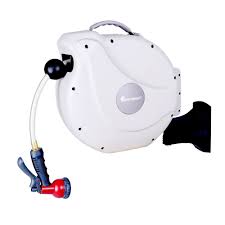 An automatic garden hose reel is a garden hose storage system that keeps your hose put away the automatic garden hose reel will pull the hose back in, all on its own. Gartenkraft 100 Ft Retractable Garden Hose Reel Nw Series Includes Hose And Spray Nozzle Nw 30s The Home Depot