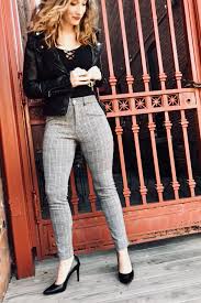 Black And White Checkered Pants Outfit Satisfaction Plaid Pants Patterned Pants Outfit Black Leather Jacket Outfit Black And White Pants