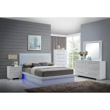 It is super simple, cheap and honestly looks great! Saturn Contemporary 4 Piece Queen Bedroom Set In White Lacquer With Led Lights Walmart Com Walmart Com