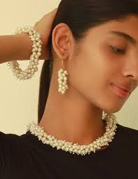 Buy Ayesha White and Gold Pearl Studded Evening Party Set of Necklace,  Earrings & Bracelet for Women Online at Best Prices in India