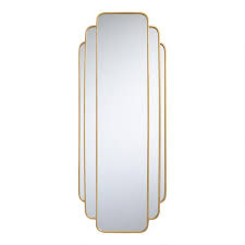 Lean against a wall or mount on a wall. Gold Art Deco Full Length Mirror