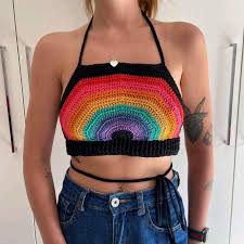 Top Cropped Arco Iris Em Crochet No Elo7 Sweet Handmade By Gaby 17f41c9