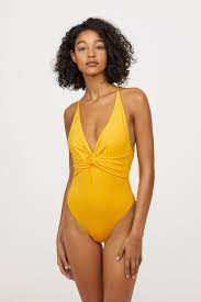 Solmukoristeinen Uimapuku Keltainen Naiset H M Fi Yellow Swimsuits Swimsuits Bathing Suits