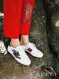 Discover More Gifts From The Gucci Garden By Alessandro Michele The Ace Sneaker Detailed With A Crystal Embroi Gucci Ace Sneakers Gucci Fashion Gucci Sneakers