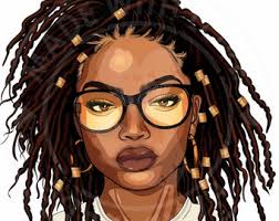 Afro Messy Bun Loc, clipart afro dreadlocks, illustrazione di capelli  afroamericani, download digitale, png afro locks, png donna nera