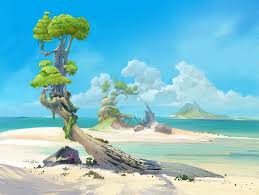 Tropical Fantasy Beach Illustration Fantasy Landscape Environment Concept Art Anime Scenery