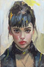 Black Bird and Bumble Bee 8 X 8 Inches Oil