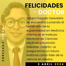 🩺🎓Nos da mucho orgullo compartirles que el Dr. Sergio Fragoso Saavedra se  graduó el 3 de abril del 2024 como Doctor en Medicina. ¡Muchas felicidades!  Tu compromiso y pasión te llevarán a