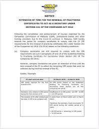 Circumstances and procedures for rectification of documents lodged and registered with the companies commission of malaysia (superseded by practice note no.6/2019 (revised))pdf. Ssmofficialpage On Twitter Notice Extension Of Time For Renewal Of Practising Certificates To Act As A Secretary Under Section 241 Of The Companies Act 2016 Https T Co Uecw9blinj