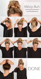 Hair Styles For School Detailed Tutorials For Super Chic Messy Bun Easyhairstyletutorials Easyhairsty Haar Styling Medium Haare Hochsteckfrisuren Mittellang
