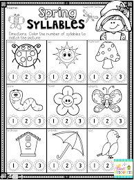 Kindergarten Math And Literacy Printables For Spring Spring Worksheets Literacy Printables Syllables Kindergarten Kindergarten Math