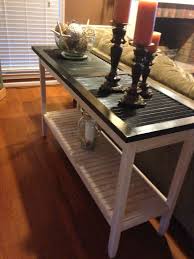The Top Of This Sofa Table Is Made From An Old Shutter Shutter Decor Diy Shutters Decor