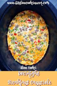 Spray crock pot with cooking spray and add cut up sausage, potatoes o'brien, tomato, and cheese. Video Slow Cooker Overnight Breakfast Casserole Fit Slow Cooker Queen