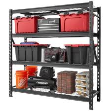 It is real sturdy and holds my everyday dishes with no problem. Husky Black 4 Tier Heavy Duty Industrial Welded Steel Garage Shelving Unit 77 In W X 78 In H X 24 In D Hbr782478w4 The Home Depot