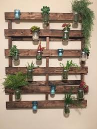 Wood Pallet Mason Jar Hanging Garden Etsy In 2020 Garden Wall Decor House Plants Decor Hanging Garden