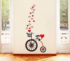 Beautifultime Bicycle And Love Heart Wall Sticker In 2020 Wall Painting Decor Simple Wall Paintings Diy Wall Painting