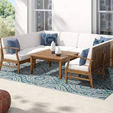 Mistana Antonia 8 Piece Sectional Set With Cushions Cushion Color Cream Furniture Seating Groups Outdoor Furniture Sets