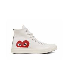 Black And White Chucks With Red Heart Converse Comme Des Garcons Converse All Star White Minimalist Shoes Converse Chuck Taylor High Top Sneaker