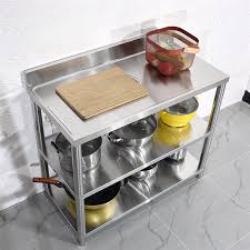 Stainless steel wall shelves overall size: Buy Heavy Duty Free Standing Stainless Steel Commercial Restaurant Kitchen Work Table Prep Utility Workbench With Double Storage Shelves Rack Indoor Outdoor 39 3in Online In Poland B0932r4scy
