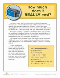 How Much Does Something Really Cost To Figure It Out You Rsquo Ll Have To Practice Calculating Sales Tax Catered T In 2020 Money Worksheets Money Math Math Workbook
